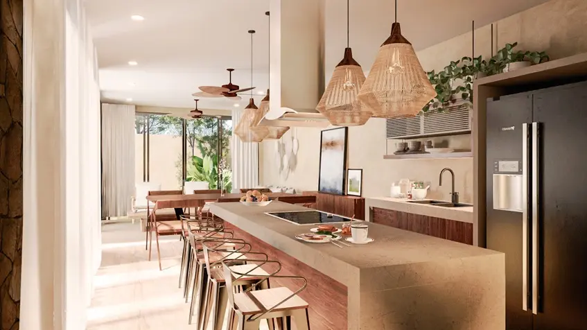 cocina completa de senderos homes en playa del carmen