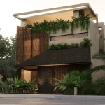 Toit de la façade principale des maisons senderos à Playa del Carmen