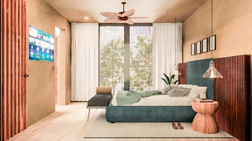 habitacion master de senderos homes en playa del carmen