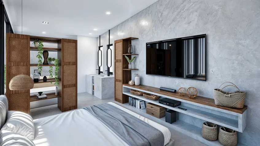 recamara principal de senderos homes en playa del carmen