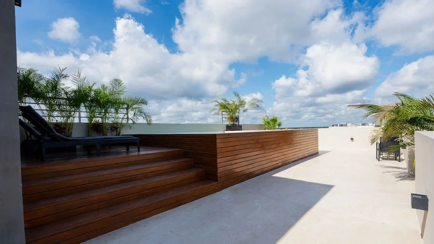 Pool with Beeds in Amanecer Condos Playa del Carmen
