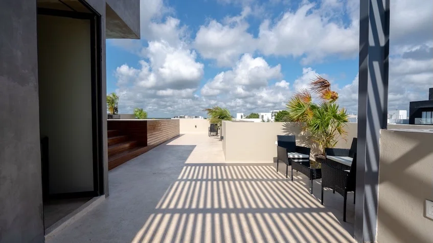 Terrace with a view of the city at Mya Black Diamond Playa del Carmen