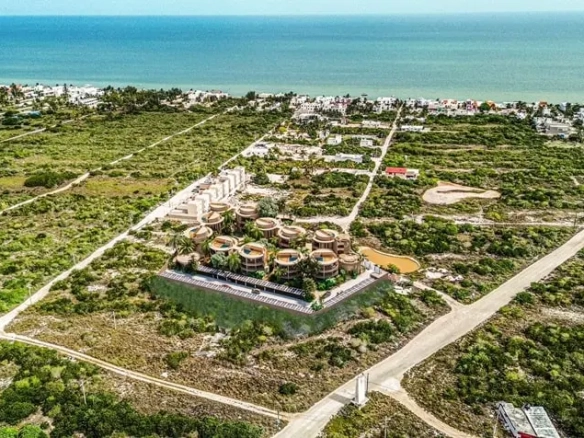 Aerial view of Costera Condos in Chicxulub, Yucatan