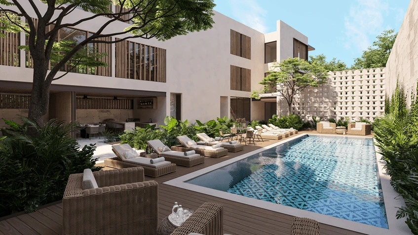 Alberca en Amatista Puerto Aventuras