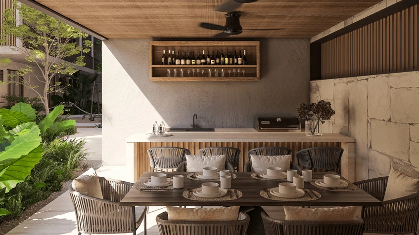 Area de asadores en Amatista Puerto Aventuras