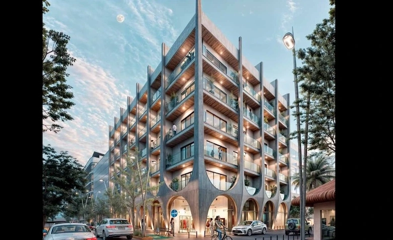 Fachada lateral de Macondo Corazón Playa del Carmen