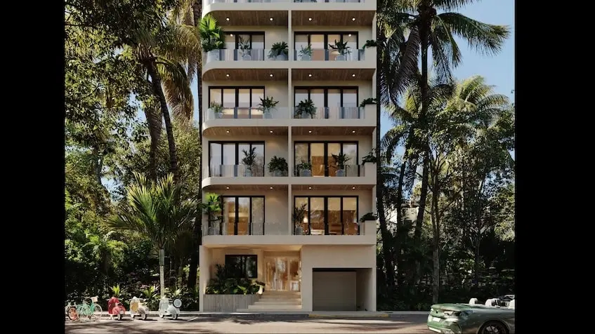 Fachada frontal en Makani Condos Playa del Carmen