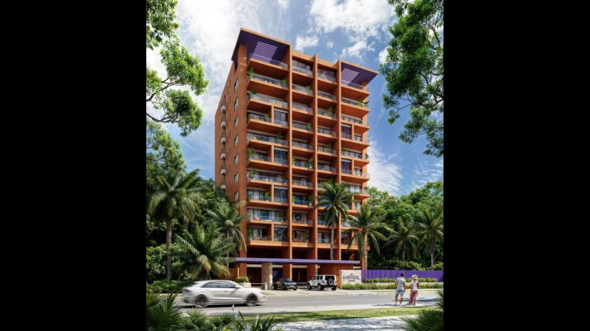 Fachada frontal en Mistral Condos Costa Mujeres Cancun