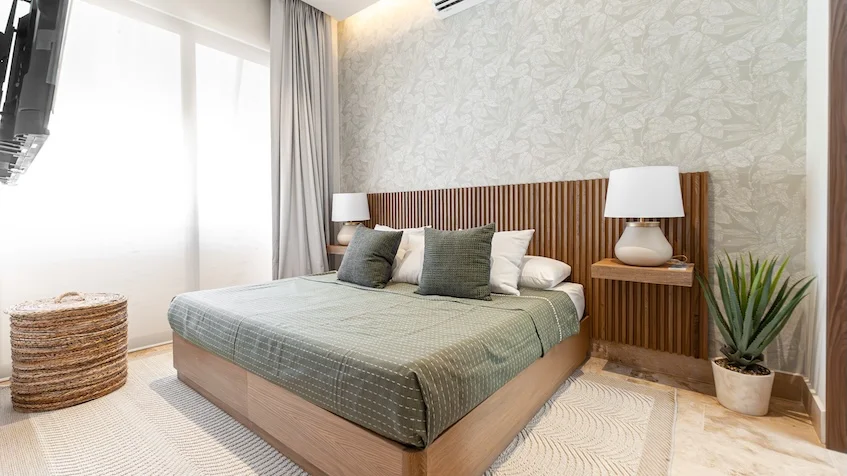 Interior recámara en Isla Blanca Residences Cancun