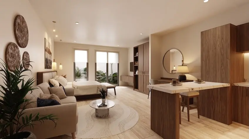 Interior Recámara en Makani Condos Playa del Carmen