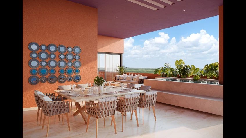 Terraza con penthouses en Mistral Condos Costa Mujeres Cancun