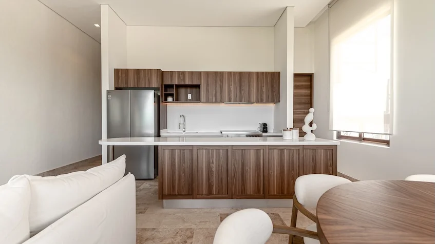 Vista cocina Isla Blanca Residences Cancun