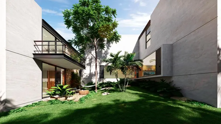 Façade latérale de la villa Casa Bakal Tulum