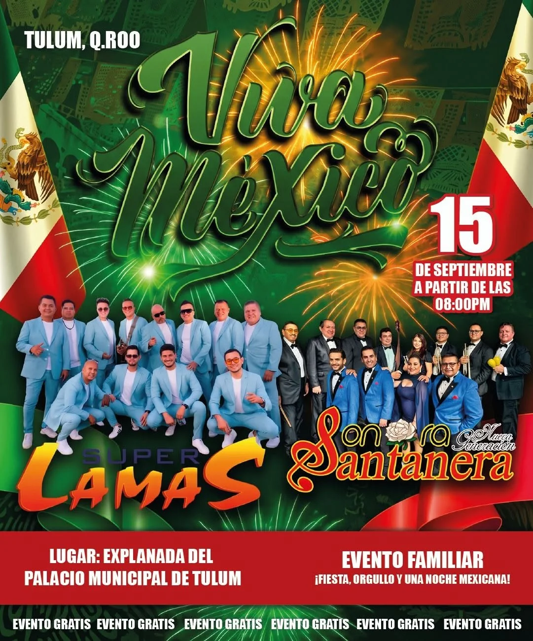 Fiestas Patrias en Tulum Super Lamas y Sonora Santanera