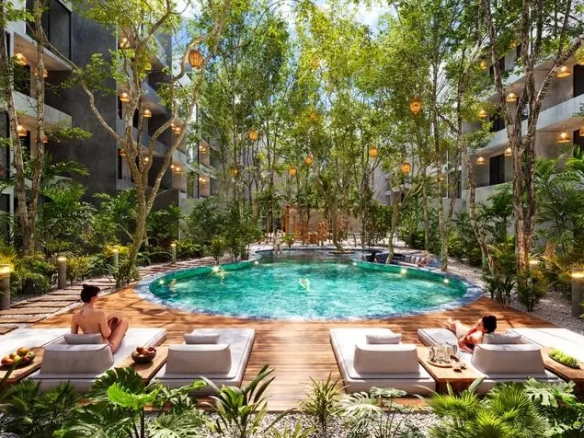 Alberca en Endémico Kukulkan Tulum Departamentos y Penthouses en Venta