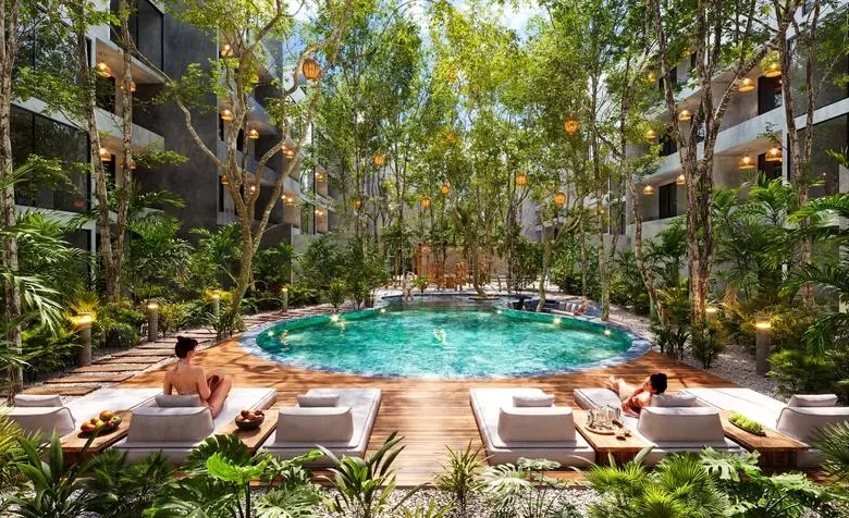 Piscine à l'Endemic Kukulkan Tulum Appartements et Penthouses à vendre