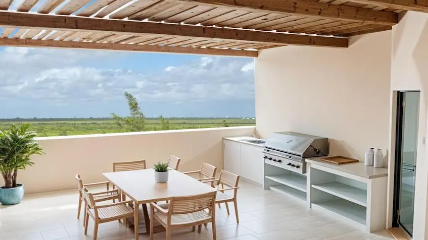 Terrace grill at Thea Condos Puerto Morelos