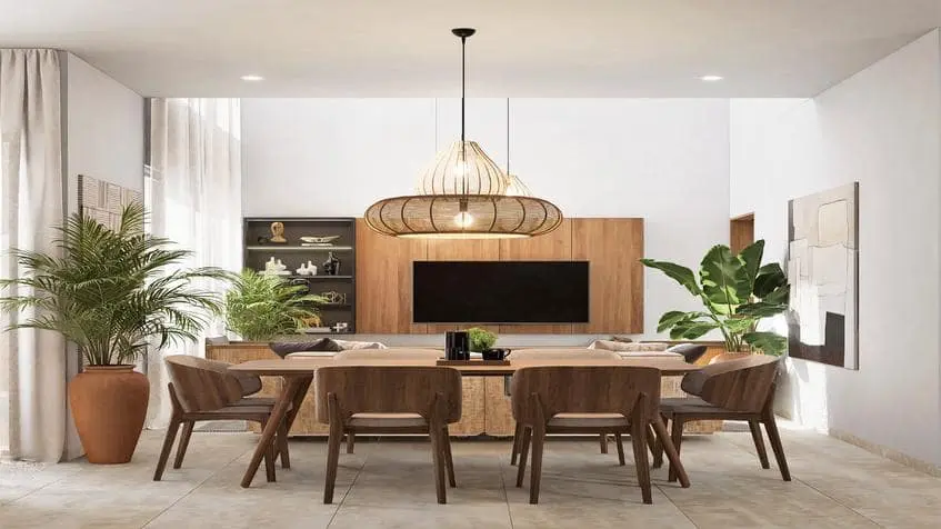 Comedor con sala modelo yaxche Balche Villas Tulum Country