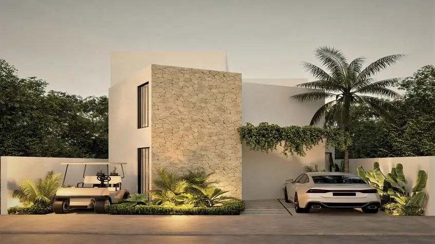 Fachada modelo Tzalam Balche Villas Tulum Country
