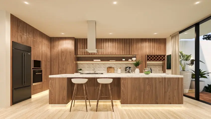 Cocina con isla en Albare Temozon Norte Mérida