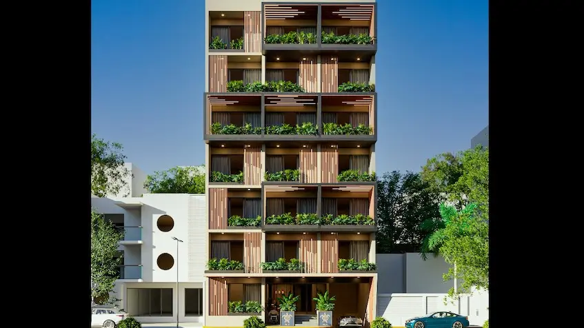 Fachada frontal de Mila Condos Playa del Carmen
