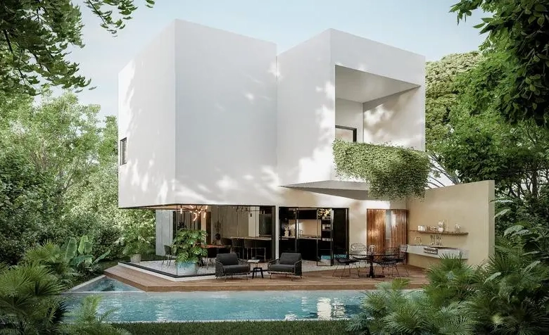 Fachada posterior Tulum Country Club House