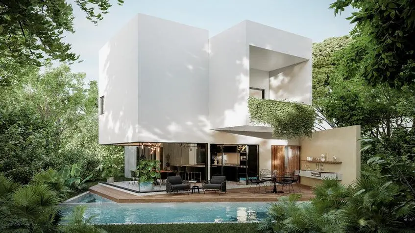 Fachada posterior Tulum Country Club House