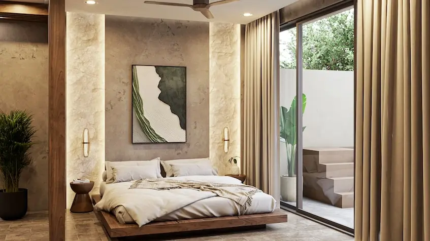 Recámara interior en Mila Condos Playa del Carmen