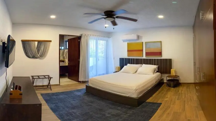 Interior recámara planta alta Casa senderos Mayakoba Playa del Carmen