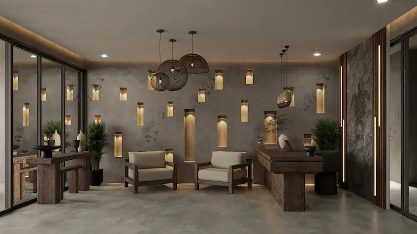 Recepcion con sala de espera en Mila Condos Playa del Carmen