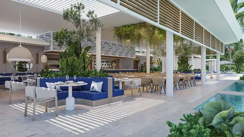 Restaurant avec piscine à Nautica Residences Cancún