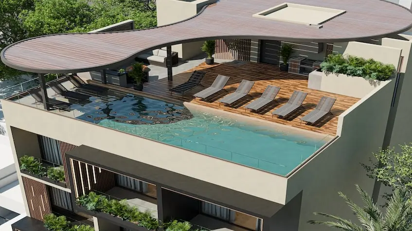Rooftop con alberca Mila Condos Playa del Carmen
