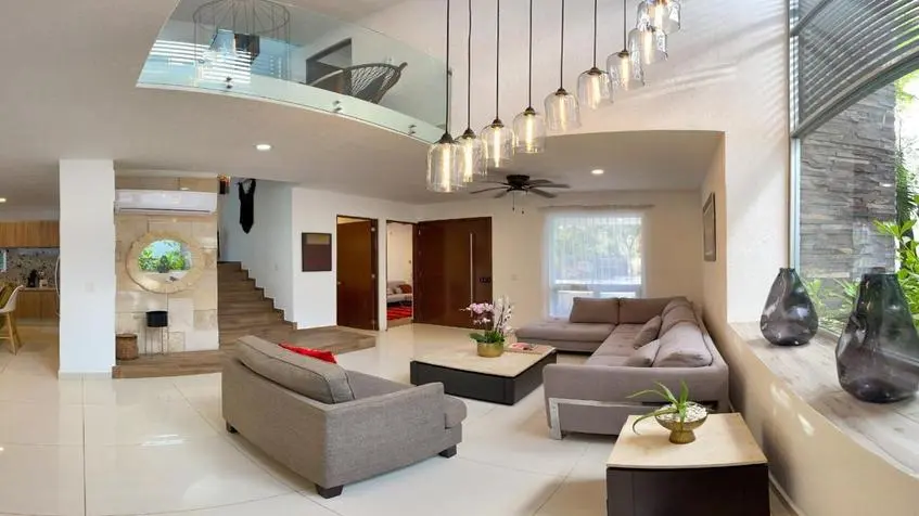 Sala de la planta baja Casa senderos Mayakoba Playa del Carmen