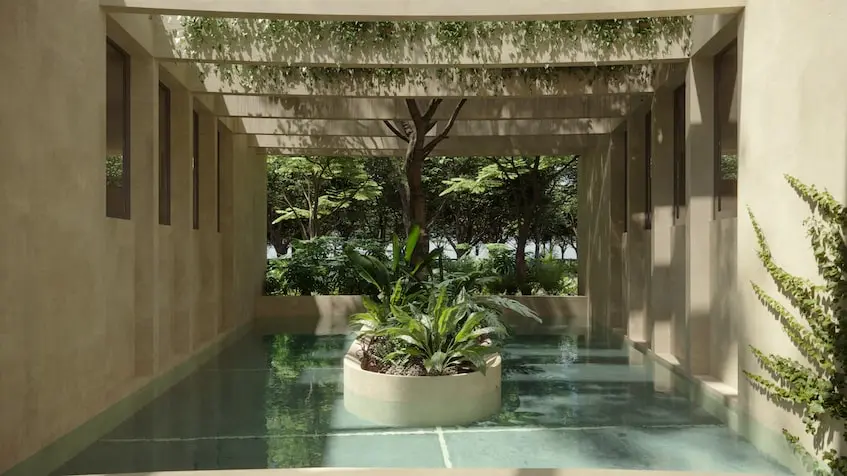 Patios de agua en Nortico Residencial Merida