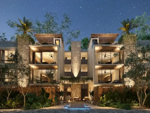 Fachada Frontal de Talari Tulum Departamentos y Penthouses en Venta