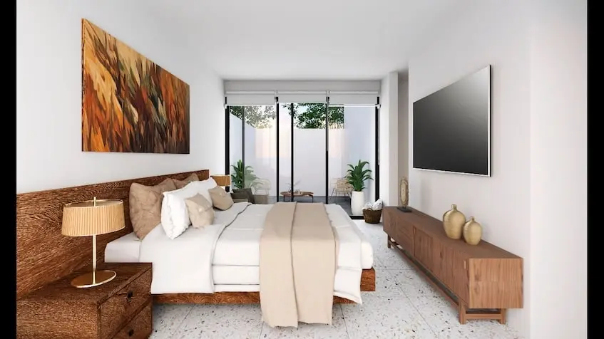 Interior de una Recámara en Casa Sevilla Playa del Carmen