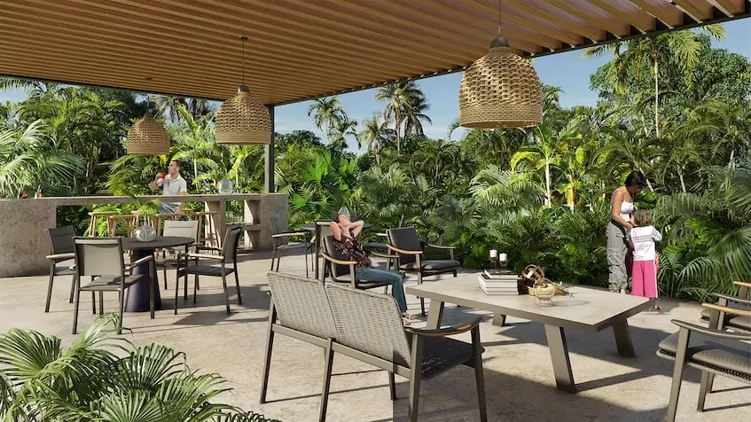 Terraza grill en Selvamia Xpu Ha Beach