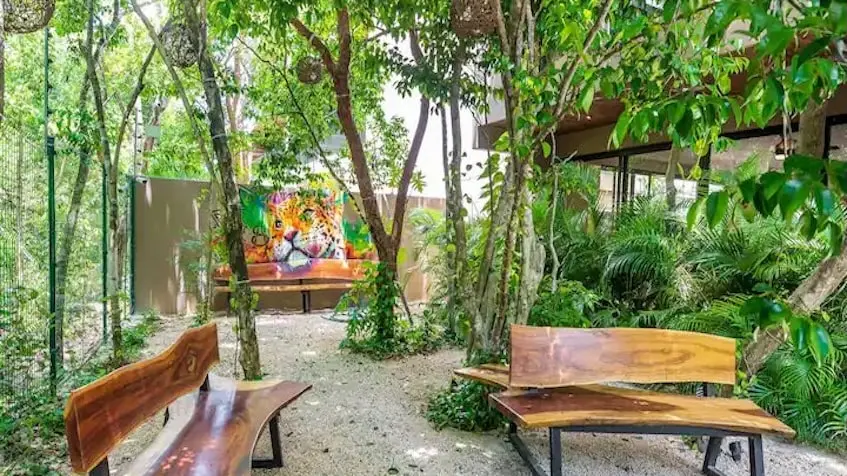 Espace commun dans un espace vert à Aguasanta Tulum