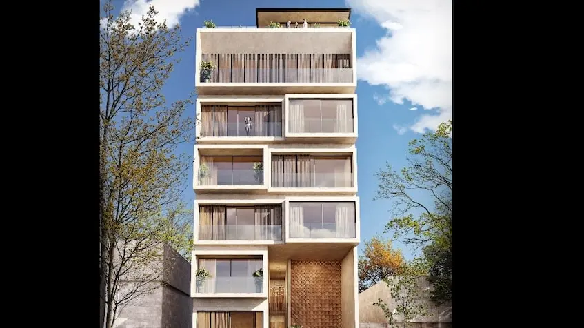 Front façade of Belle Ame Torre Playa del Carmen