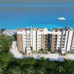 Vue aérienne de la façade arrière d'Existence Cozumel