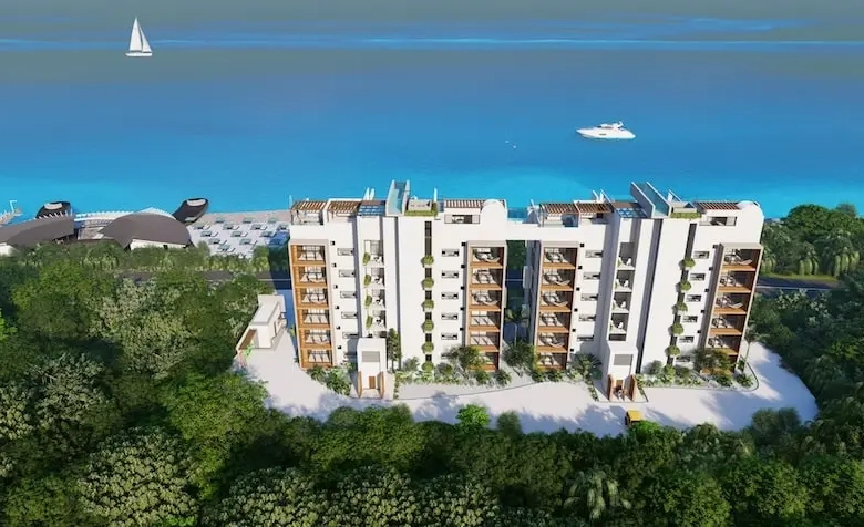 Vista aerea fachada posterior Existence Cozumel