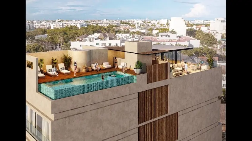 Rooftop aerial view at Belle Ame Torre Playa del Carmen