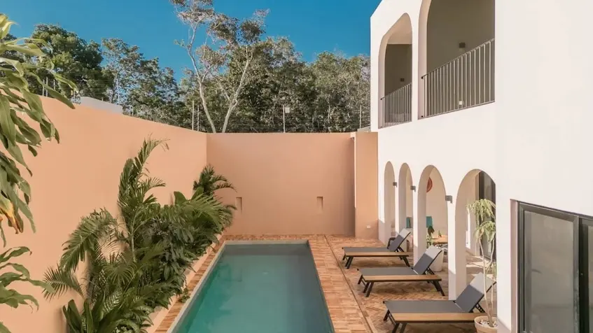 Side view of the pool at Casa Tabarka Tulum