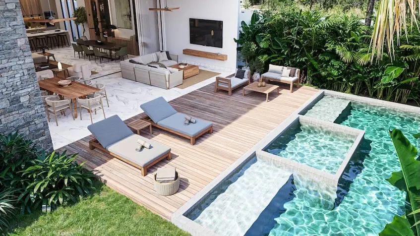 Piscine avec terrasse à la Villa 8 Lumina Playa del Carmen