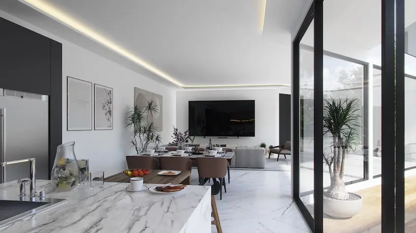 Cocina con comedor de Villa Essenza Playa del Carmen