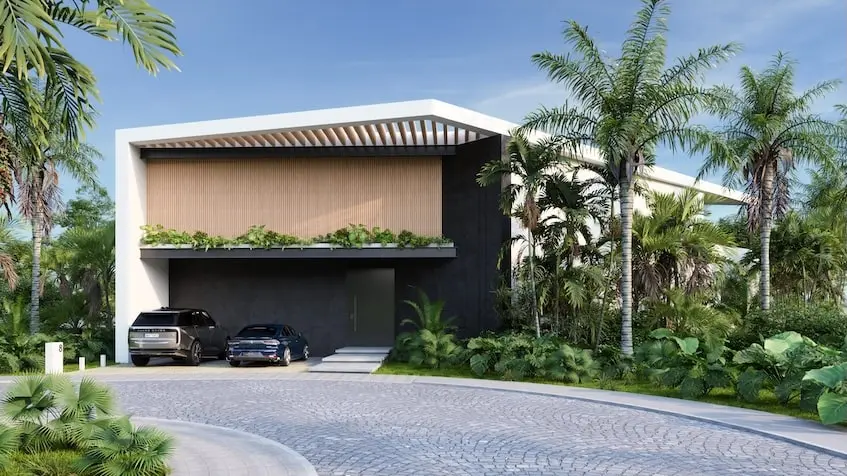 Fachada frontal de Villa Essenza Playa del Carmen