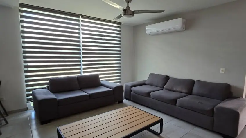 Living room on the second level in Encuentro Residencial Playa del Carmen
