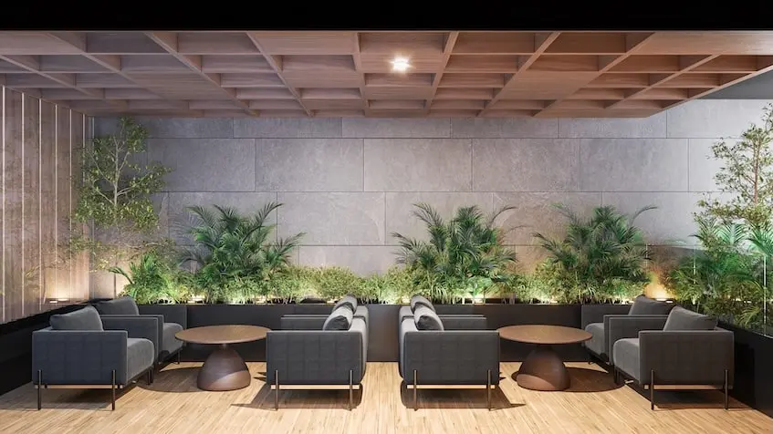 Une terrasse avec coworking au Urbanic Living Center Merida