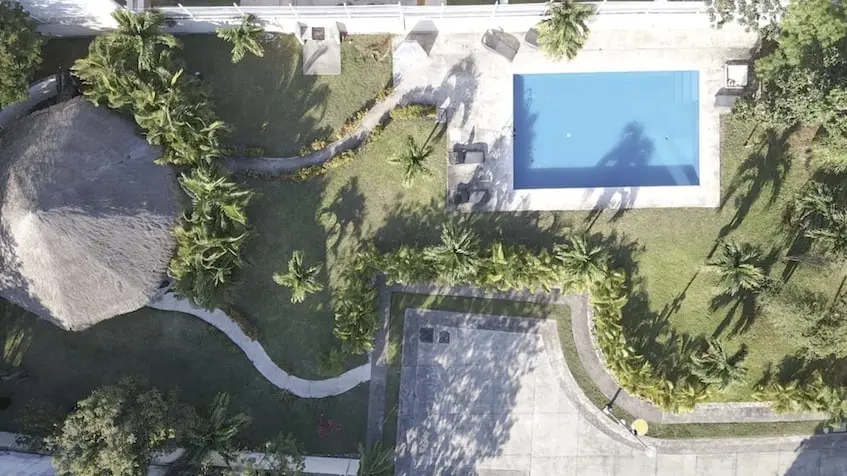 Aerial view with private swimming pool in Privada Sevilla Playa del Carmen