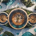 Vue aérienne du club house Mana 88 Akumal